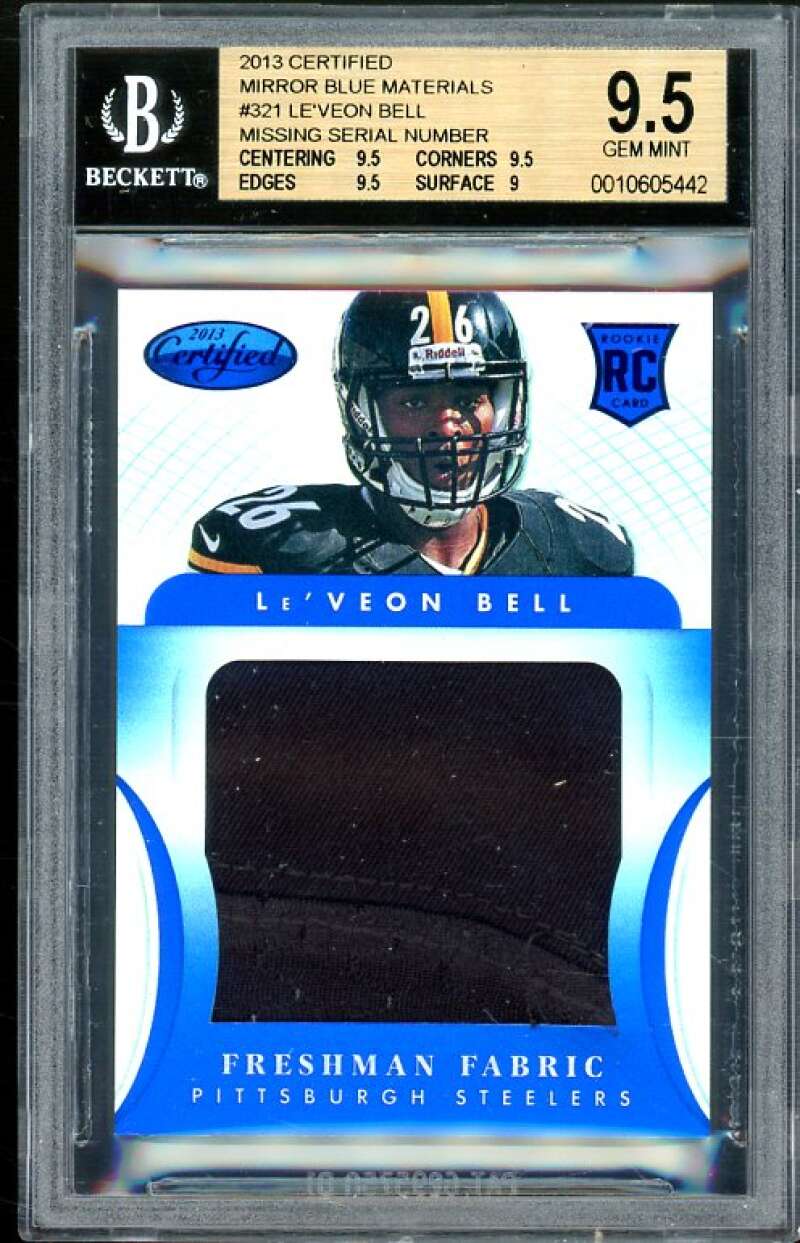 Le'Veon Bell Rookie Card 2013 Certified Mirror Blue Materials #321 BGS 9.5 Image 1