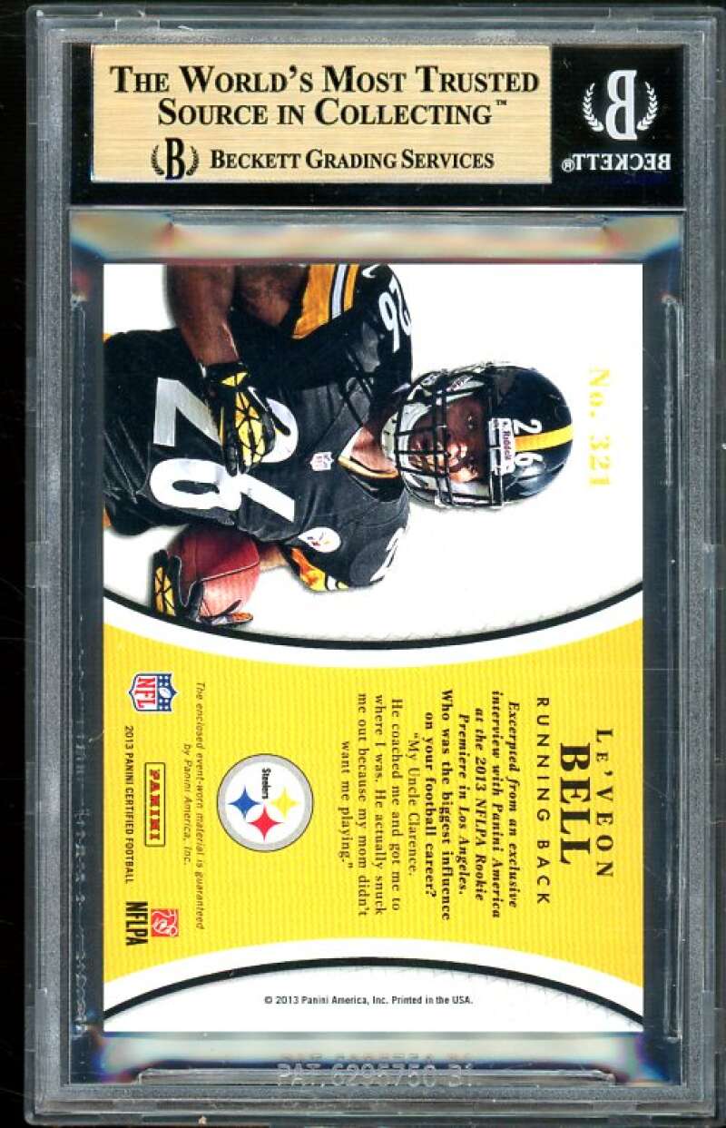 Le'Veon Bell Rookie Card 2013 Certified Mirror Blue Materials #321 BGS 9.5 Image 2