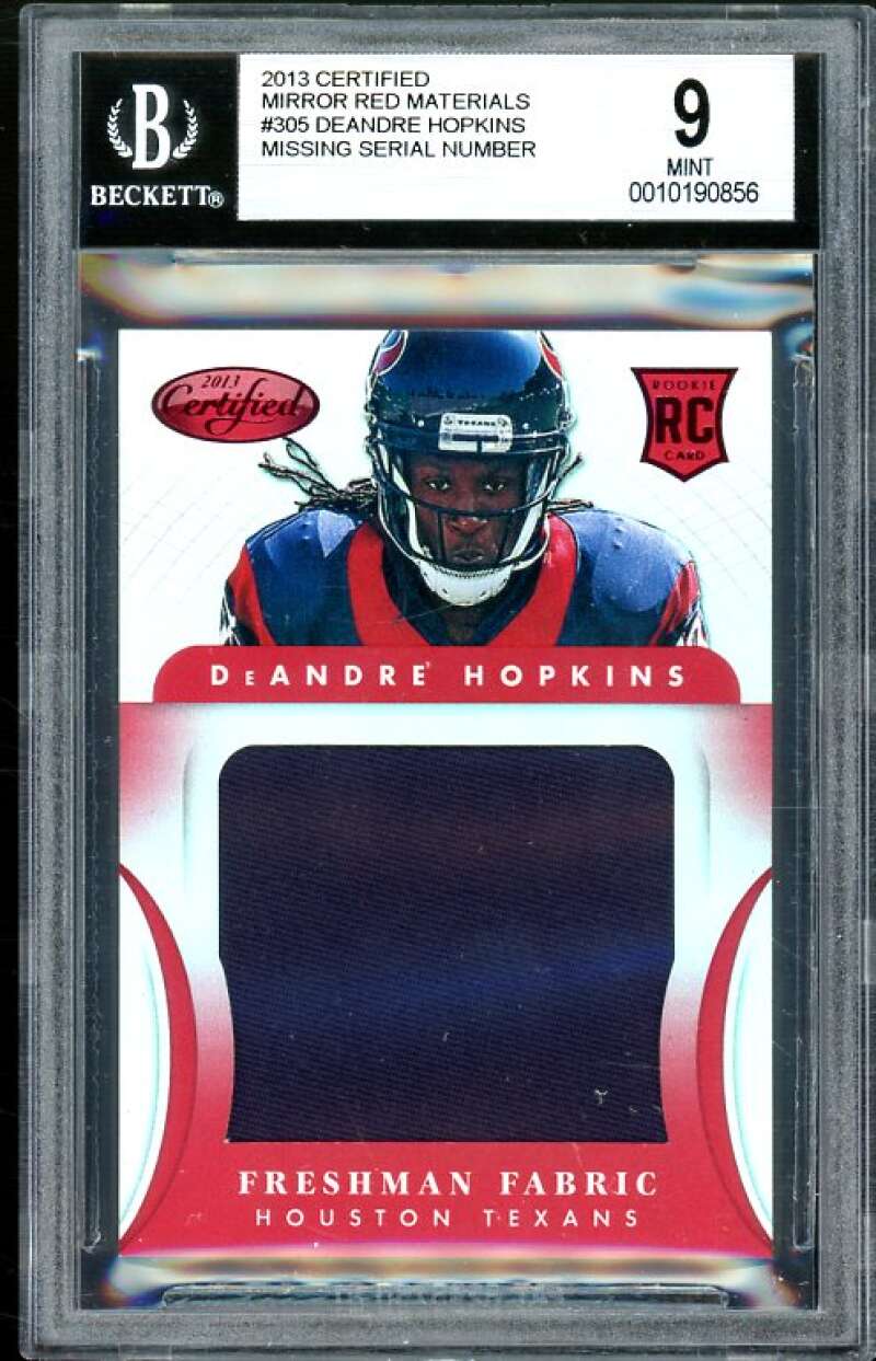 DeAndre Hopkins Rookie Card 2013 Certified Mirror Red Materials #305 BGS 9 Image 1