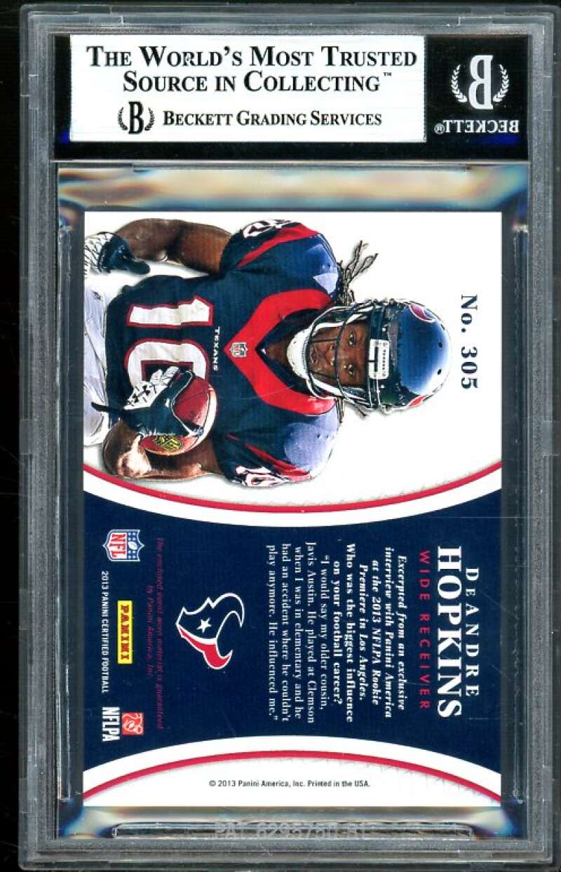 DeAndre Hopkins Rookie Card 2013 Certified Mirror Red Materials #305 BGS 9 Image 2