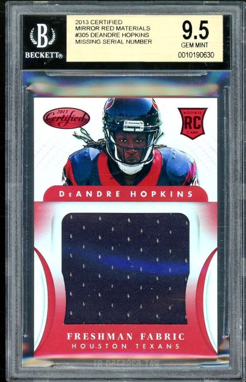 DeAndre Hopkins Rookie Card 2013 Certified Mirror Red Materials #305 BGS 9.5 Image 1