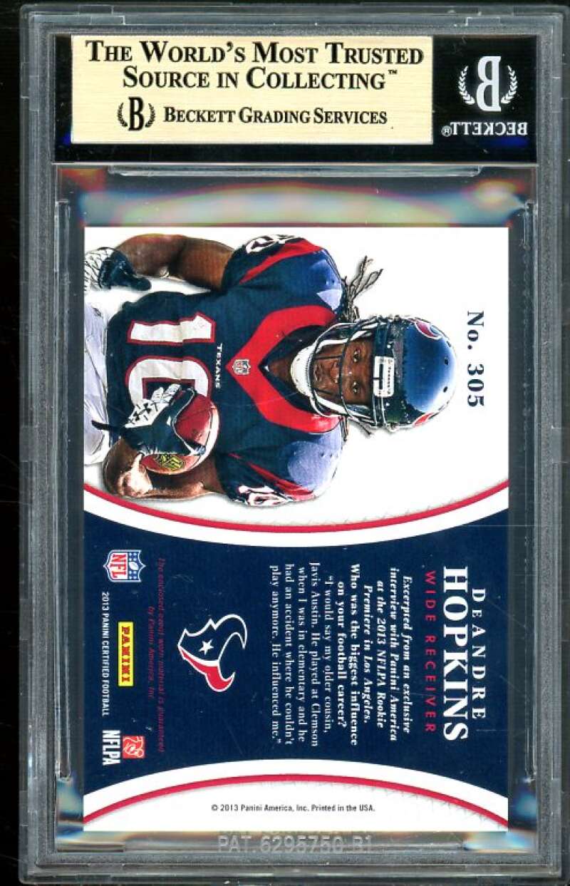 DeAndre Hopkins Rookie Card 2013 Certified Mirror Red Materials #305 BGS 9.5 Image 2