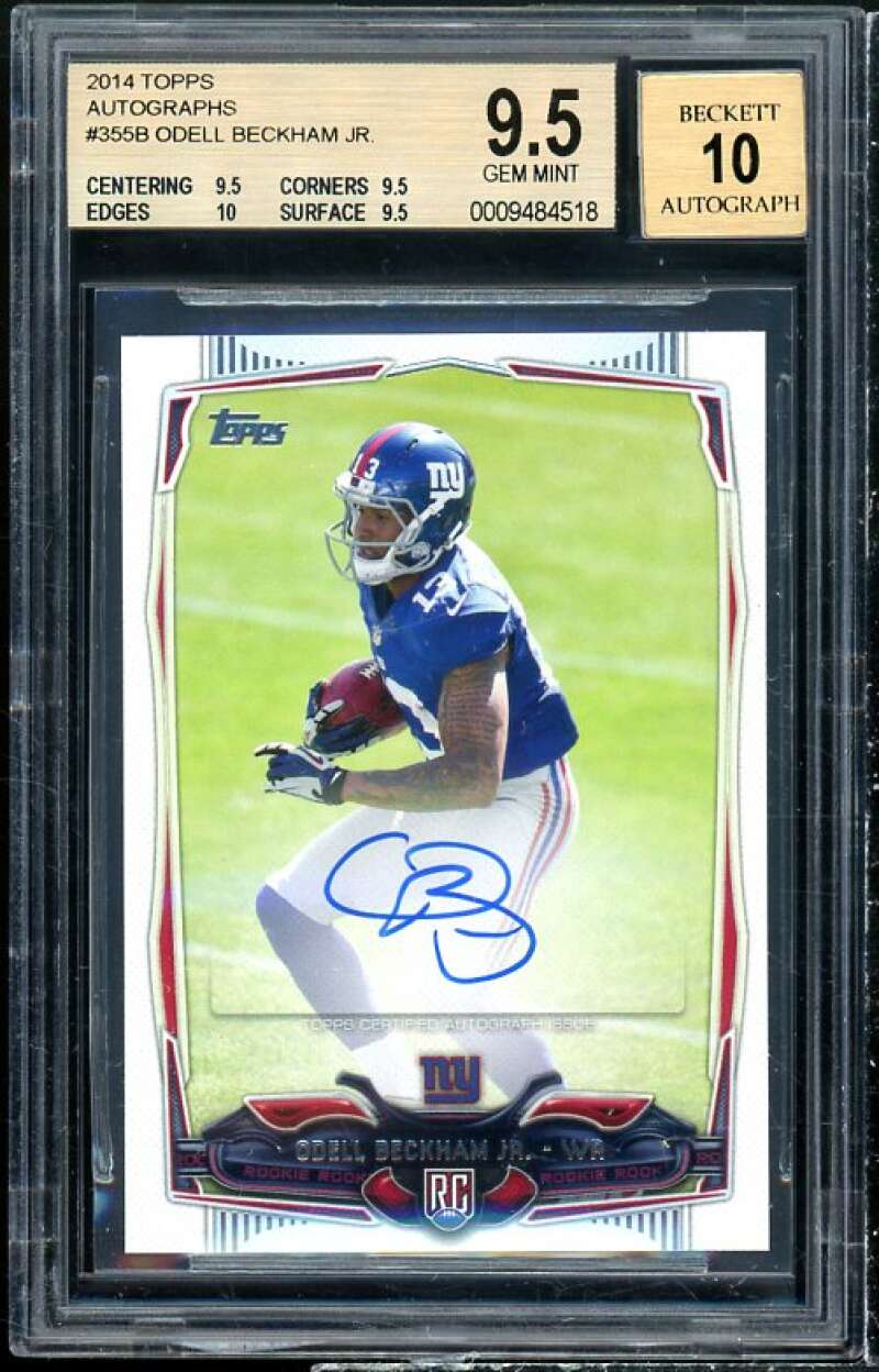 Odell Beckham Jr Rookie Card 2014 Autographs Topps #355 BGS 9.5 (9.5 9.5 10 9.5) Image 1