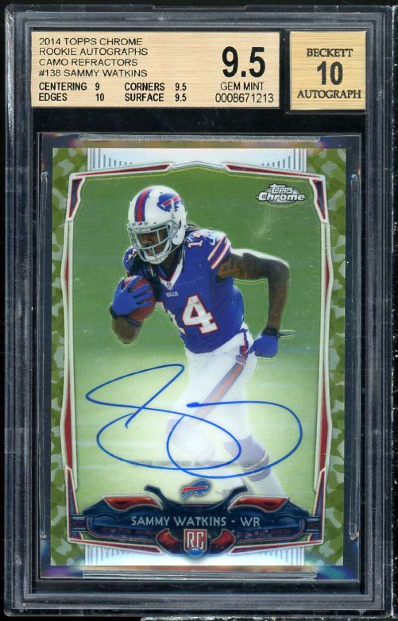 Sammy Watkins Rookie 2014 Topps Chrome Rookie Auto Cam Refractor #138 BGS 9.5 Image 1