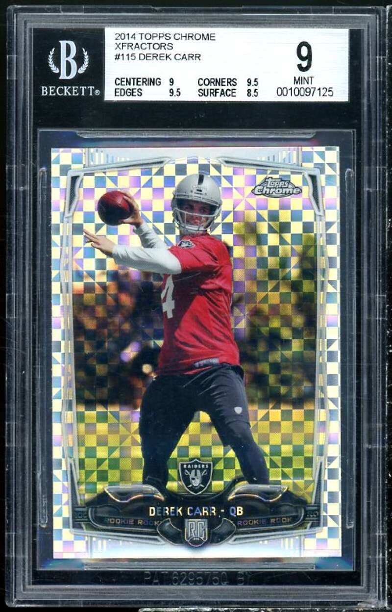 Derek Carr Rookie Card 2014 Topps Chrome Xfractors #115 BGS 9 (9 9.5 9.5 8.5) Image 1