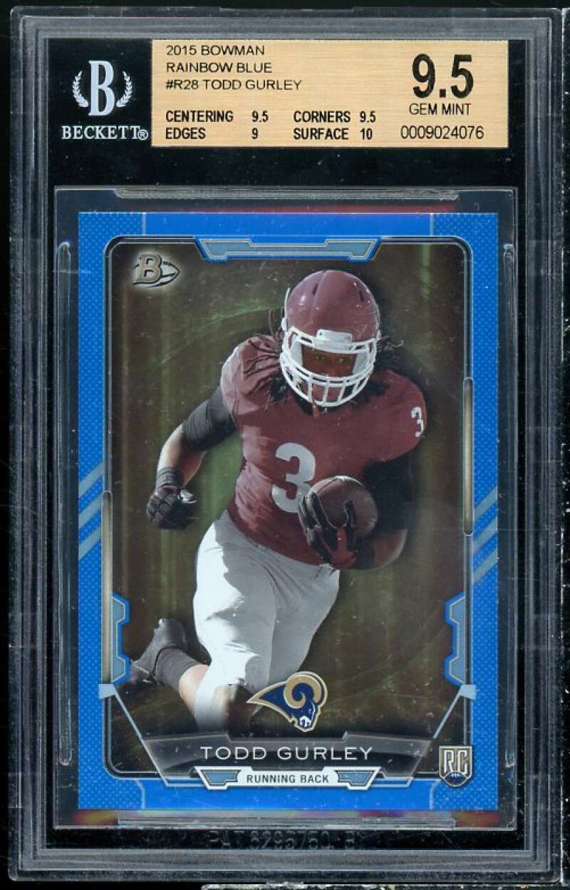 Todd Gurley Rookie Card 2015 Bowman Rainbow Blue #28 BGS 9.5 (9.5 9.5 9 10) Image 1