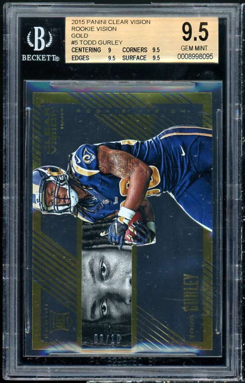 Todd Gurley 2015 Panini Clear Vision Rookie Vision Gold (ser 9 of 10) #5 BGS 9.5 Image 1