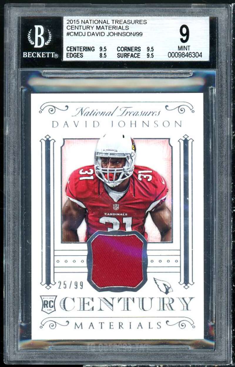 David Johnson Rookie Card 2015 National Treasures Century Materials #CMDJ BGS 9 Image 1