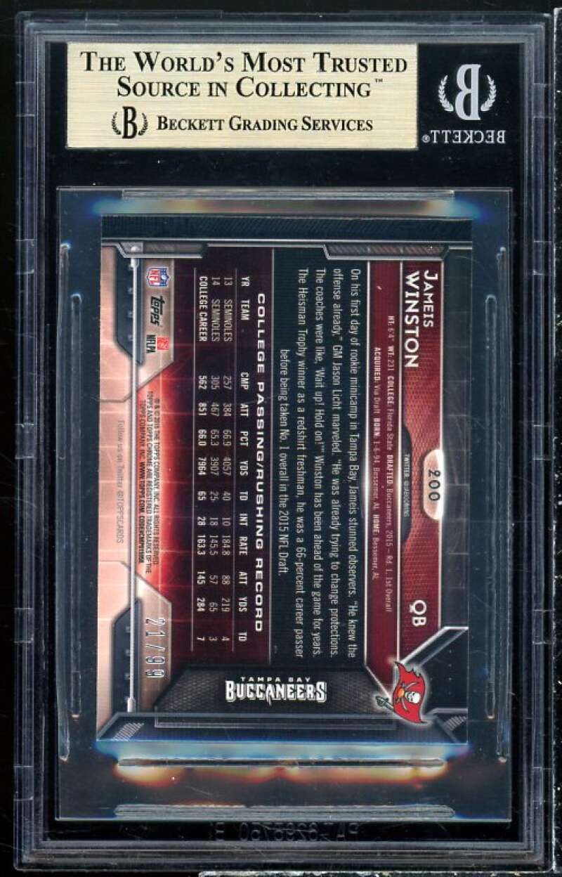 Jameis Winston Rookie 2015 Topps Chrome Mini Camo Refractor #200 (pop 2) BGS 9.5 Image 2