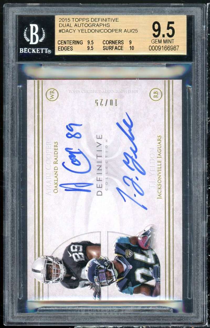 Amari Cooper Rookie 2015 Topps Definitive Dual Autographs #DACY (pop 3) BGS 9.5 Image 1