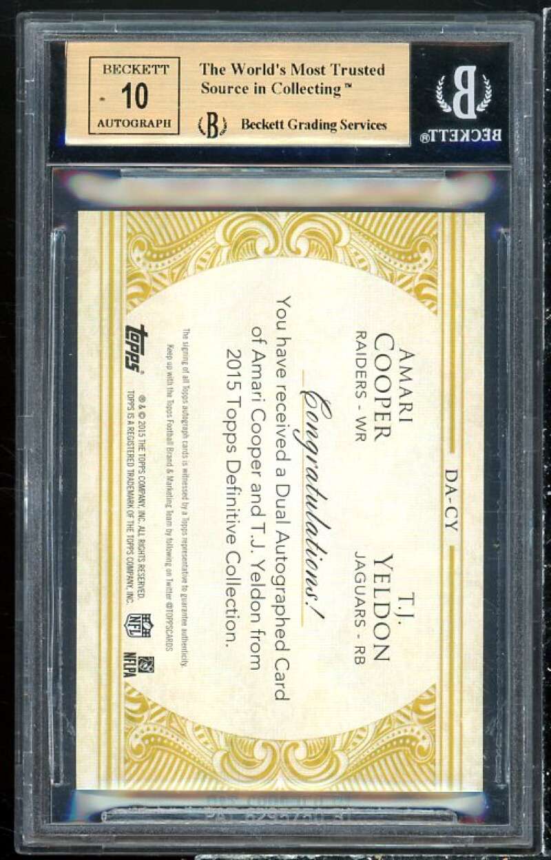 Amari Cooper Rookie 2015 Topps Definitive Dual Autographs #DACY (pop 3) BGS 9.5 Image 2