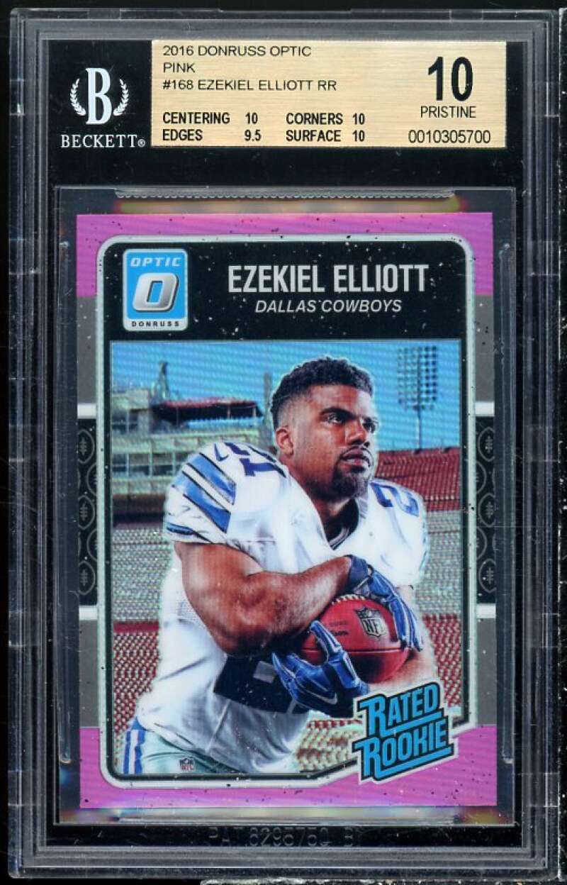 Ezekiel Elliott Rookie 2016 Donruss Optic Pink #168 (pop 4) (PRISTINE) BGS 10 Image 1