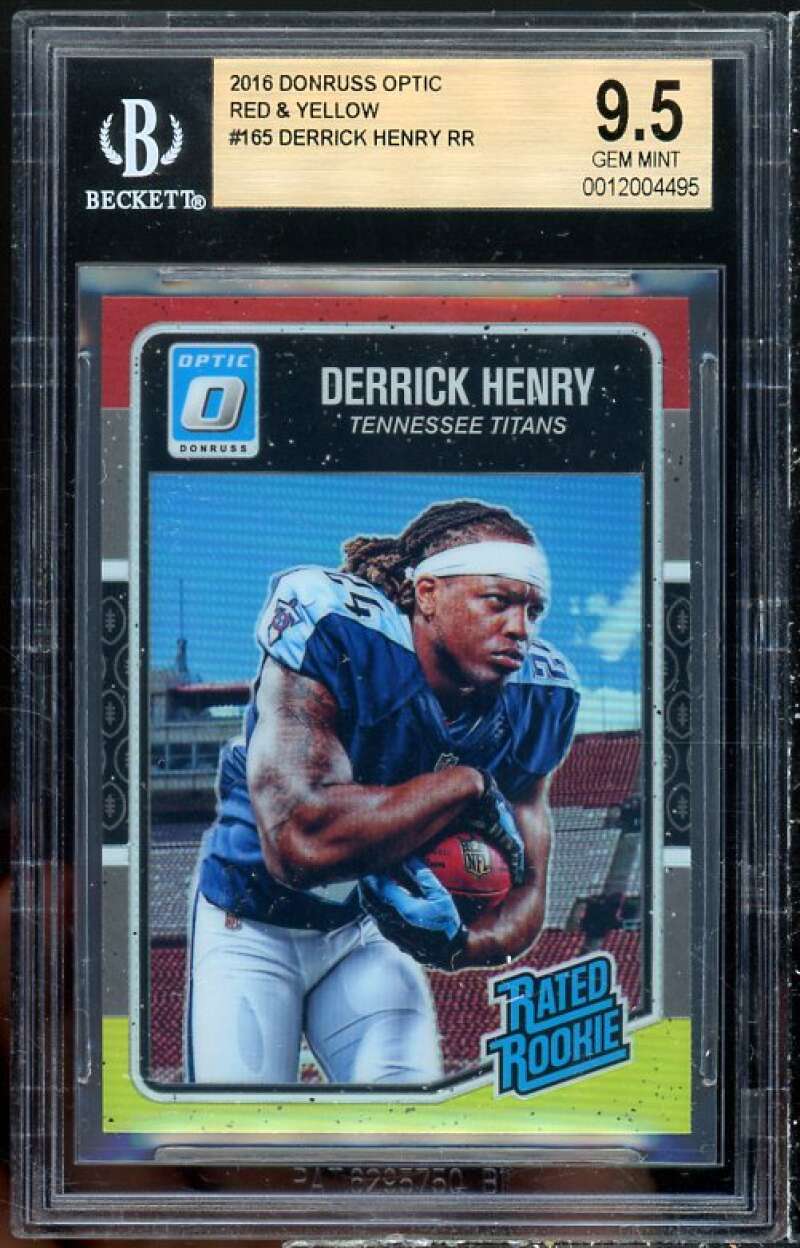 Derrick Henry Rookie Card 2016 Donruss Optic Red Yellow #165 BGS 9.5 Image 1