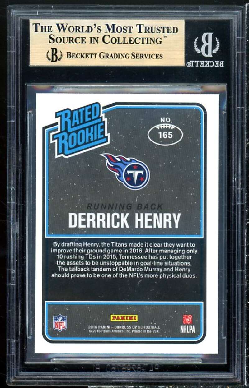 Derrick Henry Rookie Card 2016 Donruss Optic Red Yellow #165 BGS 9.5 Image 2