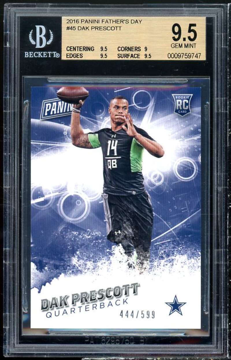 Dak Prescott Rookie 2016 Panini Father's Day #45 (pop 5) BGS 9.5 (9.5 9 9.5 9.5) Image 1