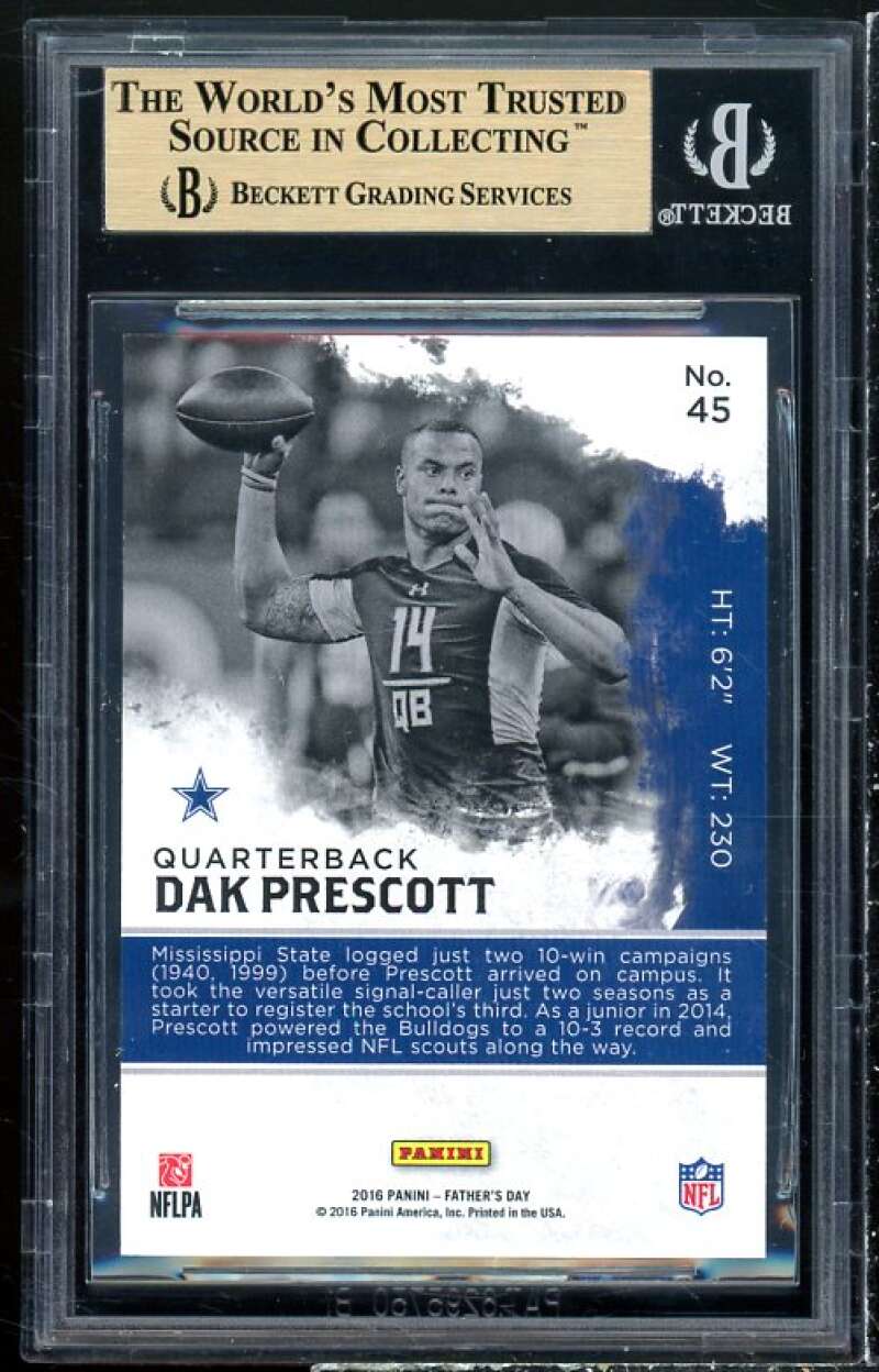 Dak Prescott Rookie 2016 Panini Father's Day #45 (pop 5) BGS 9.5 (9.5 9 9.5 9.5) Image 2