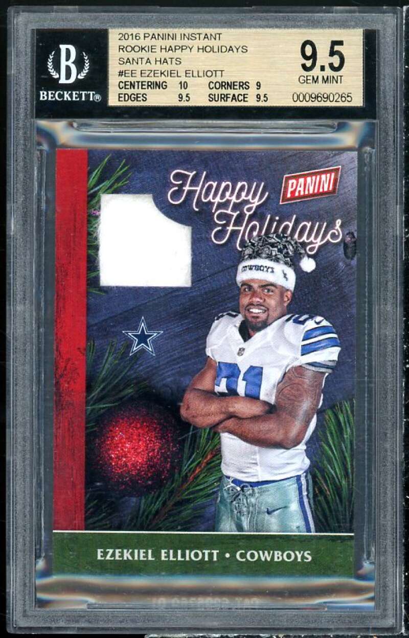 Ezekiel Elliott 2016 Panini Instant Rookie happy Holidays Santa hats #EE BGS 9.5 Image 1