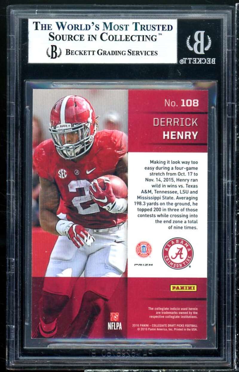 Derrick Henry Rookie Card 2016 Panini Prizm Draft Picks Prizm #108 BGS 9 Image 2