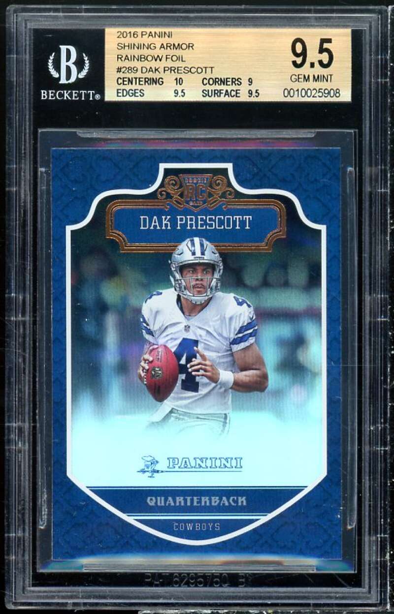 Dak Prescott Rookie 2016 Panini Shining Armor Rainbow Foil #289 (pop 3) BGS 9.5 Image 1