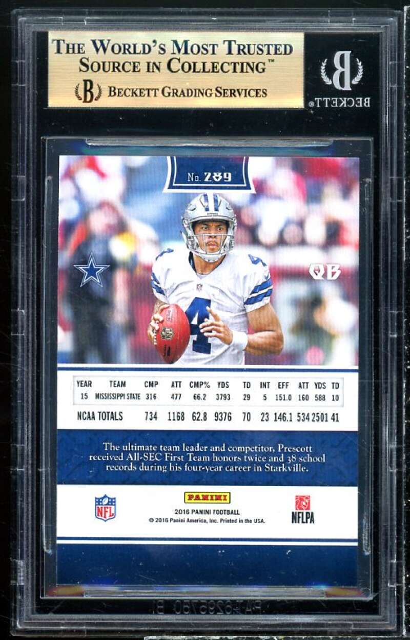 Dak Prescott Rookie 2016 Panini Shining Armor Rainbow Foil #289 (pop 3) BGS 9.5 Image 2