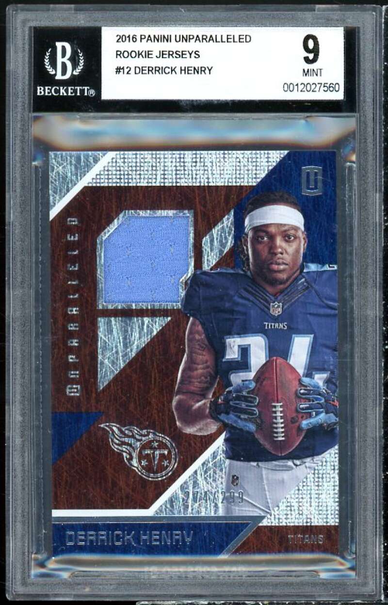 Derrick Henry Rookie 2016 Panini Unparalleled Rookie Jerseys #12 (pop 2) BGS 9 Image 1