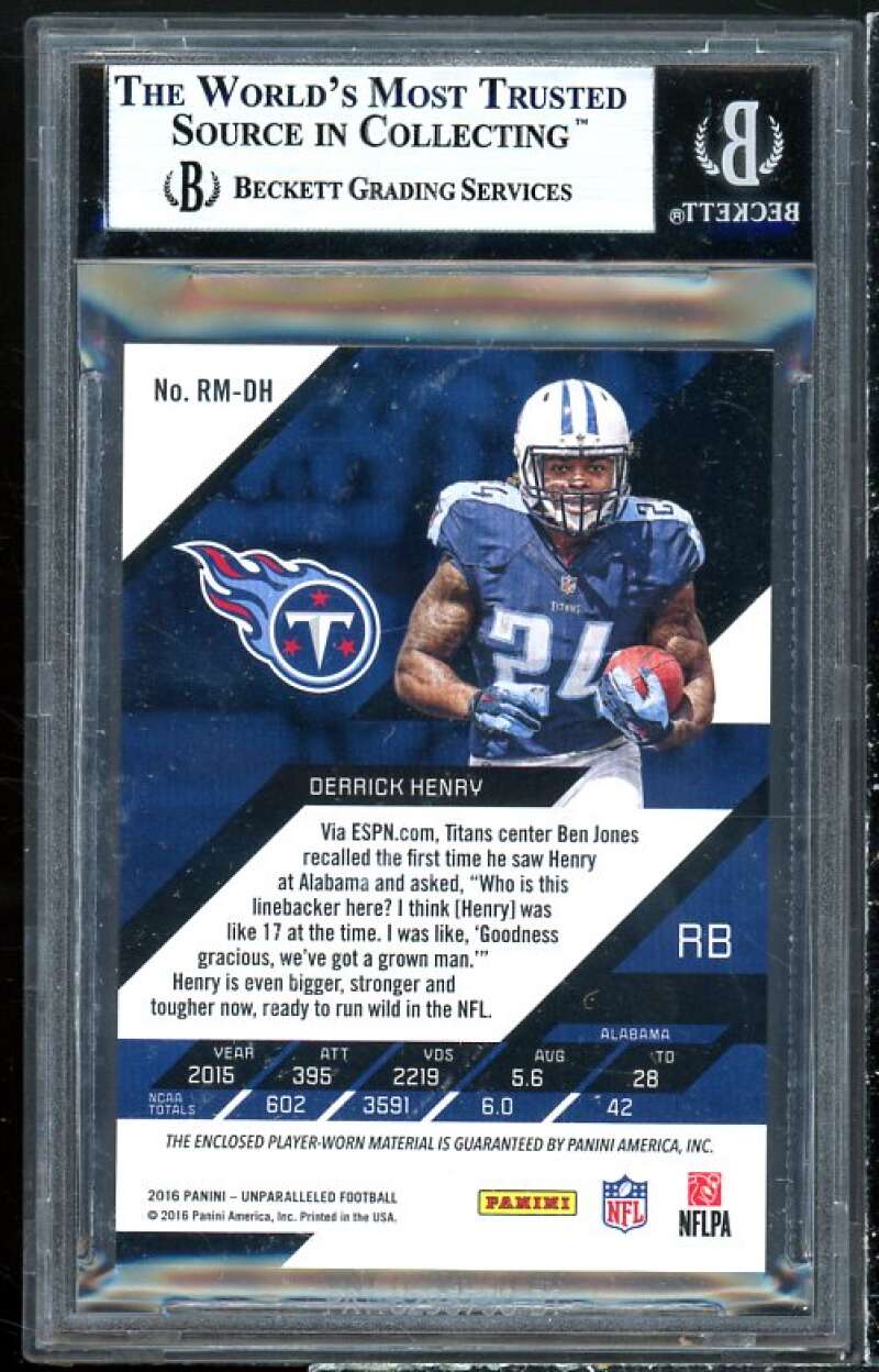 Derrick Henry Rookie 2016 Panini Unparalleled Rookie Jerseys #12 (pop 2) BGS 9 Image 2