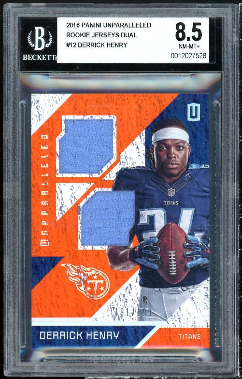 Derrick Henry Rookie 2016 Panini Unparalleled Rookie Jerseys Dual #12 BGS 8.5 Image 1