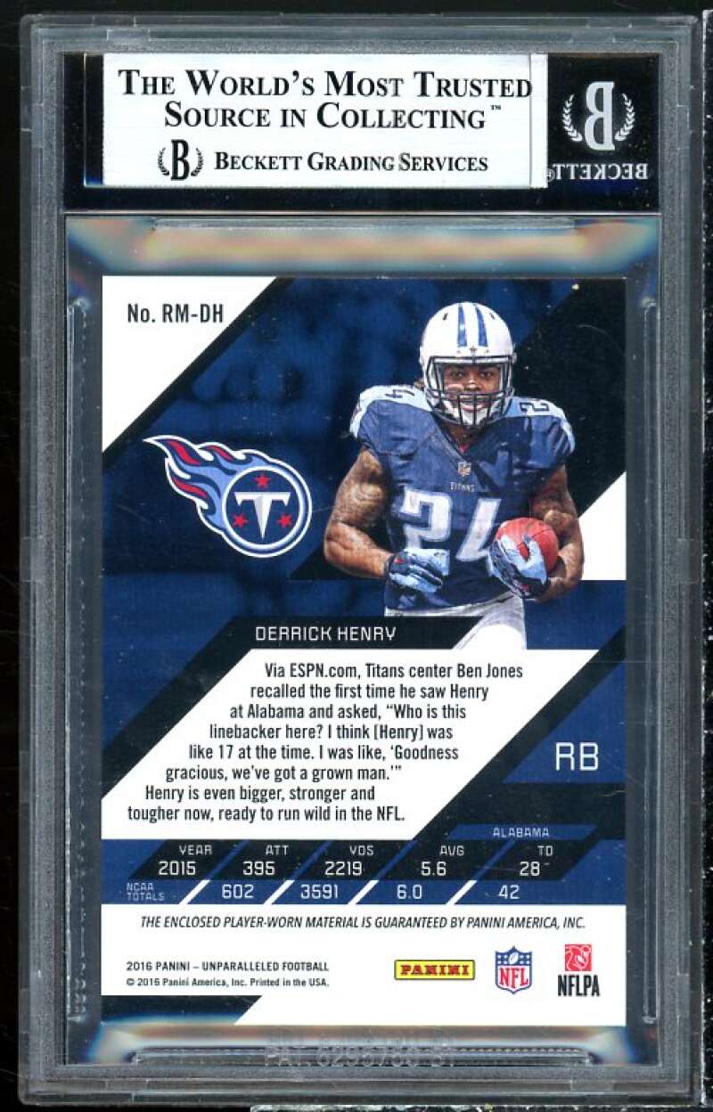 Derrick Henry Rookie 2016 Panini Unparalleled Rookie Jerseys Dual #12 BGS 8.5 Image 2