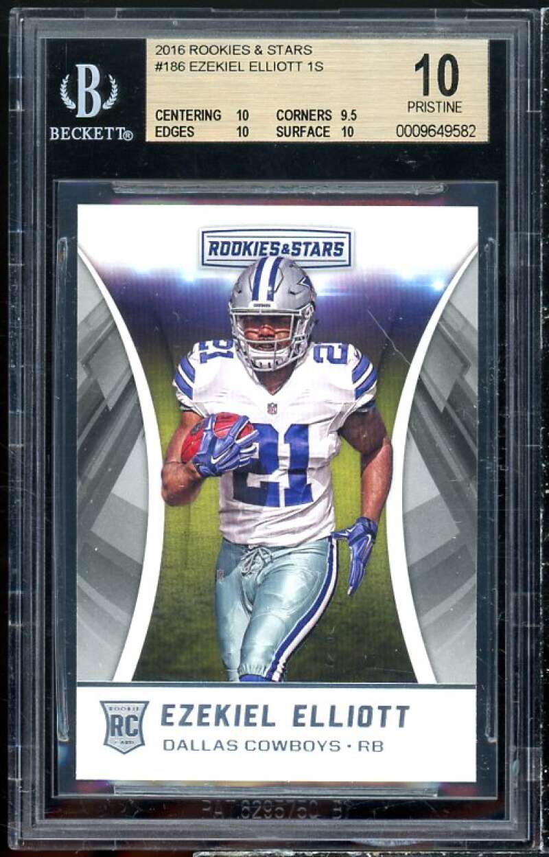 Ezekiel Elliott Rookie Card 2016 Rookies Stars #186 (pop 3) (PRISTINE) BGS 10 Image 1