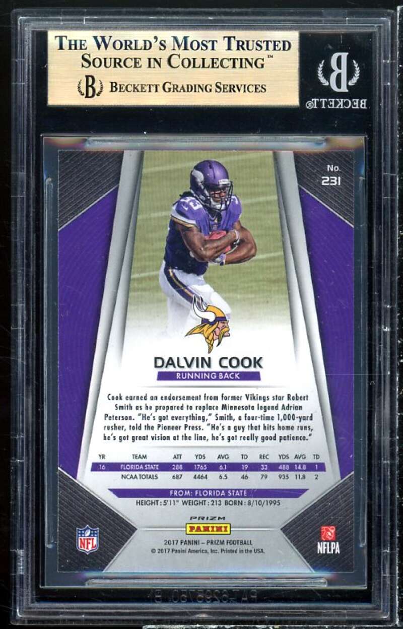 Dalvin Cook Rookie Card 2017 Panini Prizm Prizms Green #231 BGS 9.5 Image 2