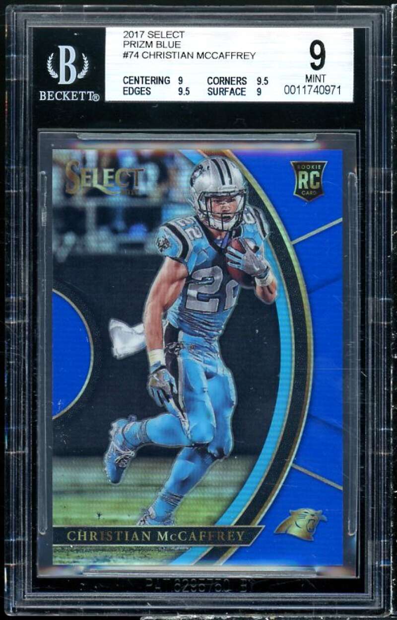 Christian McCaffrey Rookie Card 2017 Select Prizm Blue #74 BGS 9 (9 9.5 9.5 9) Image 1