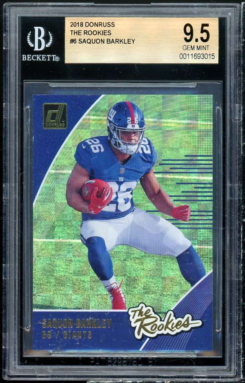 Saquon Barkley Rookie Card 2018 Donruss The Rookies #6 BGS 9.5 Image 1