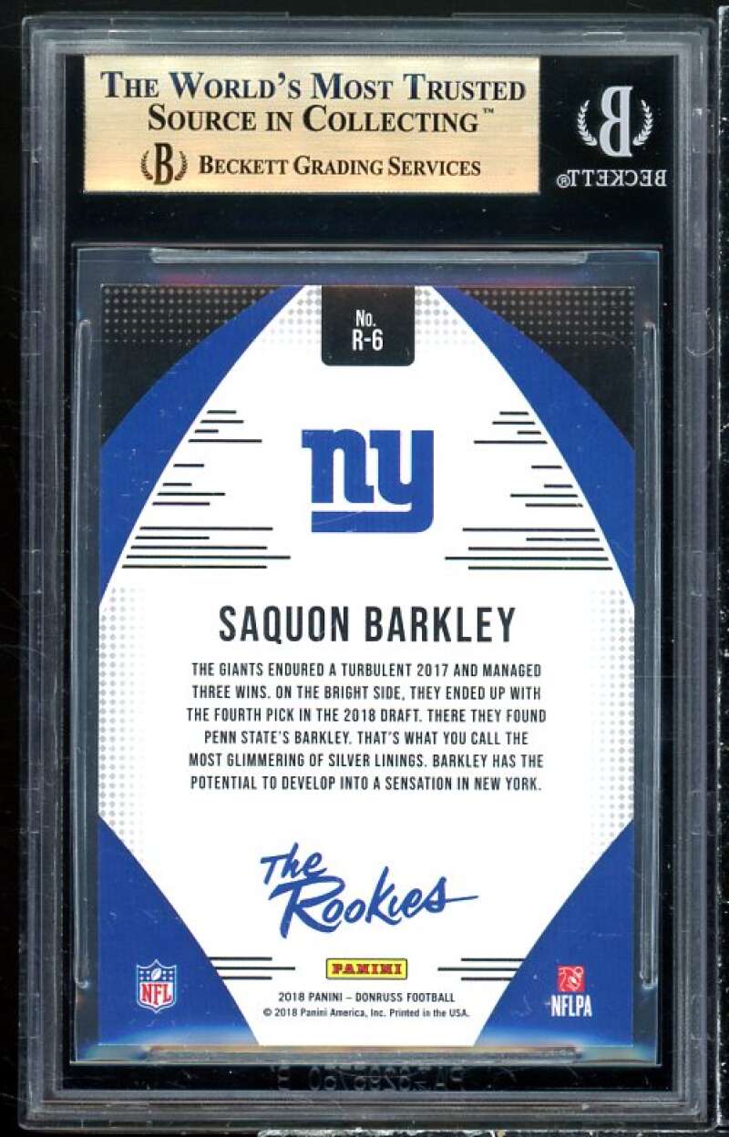 Saquon Barkley Rookie Card 2018 Donruss The Rookies #6 BGS 9.5 Image 2