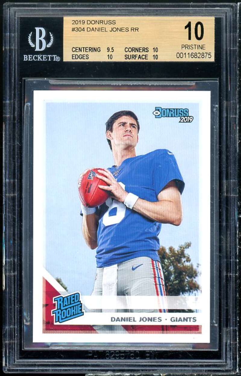 Daniel Jones Rookie Card 2019 Donruss #304 (PRISTINE) BGS 10 Image 1