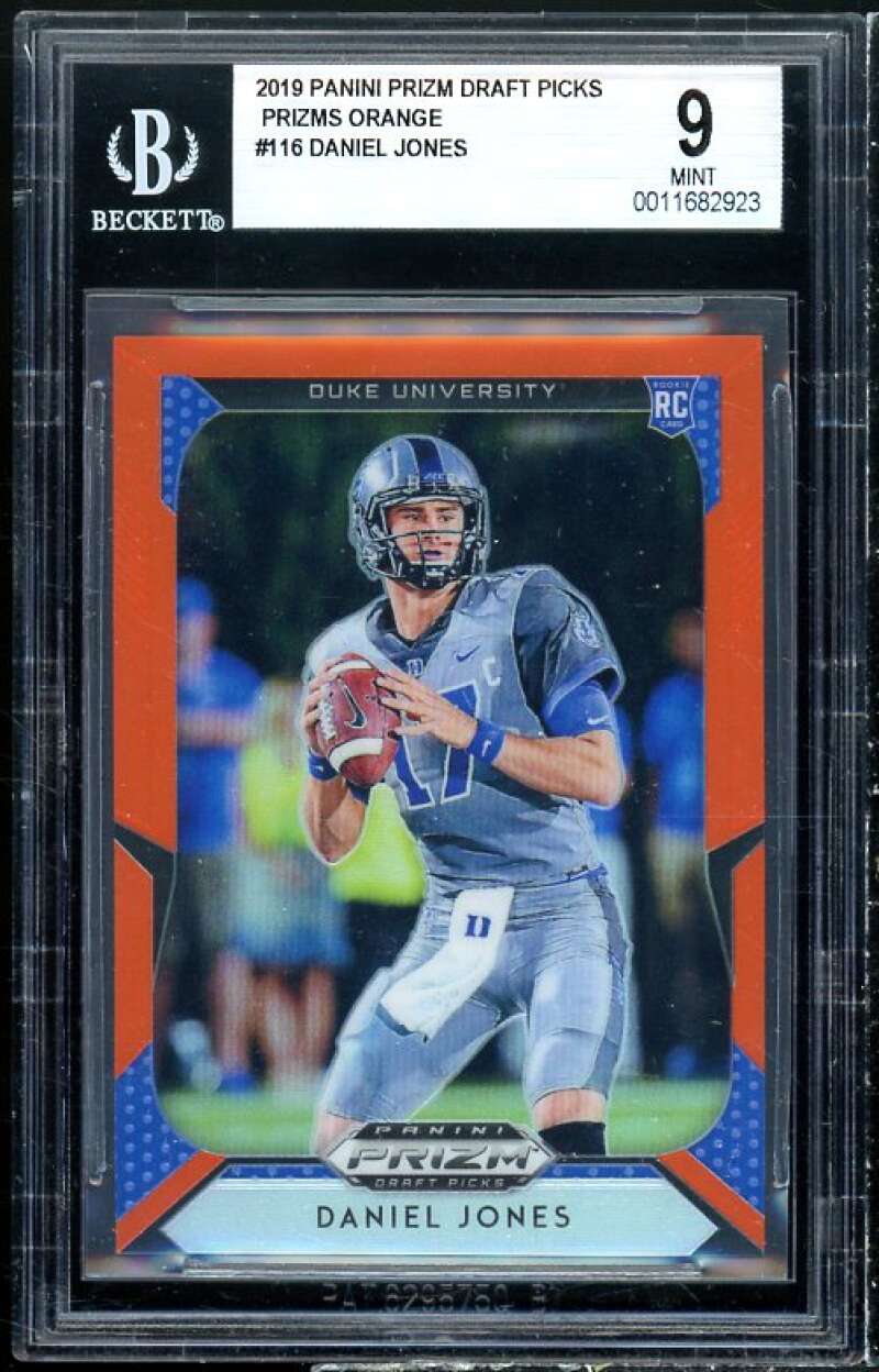 Daniel Jones Rookie Card 2019 Panini Prizm DP Prizms Orange #116 BGS 9 Image 1