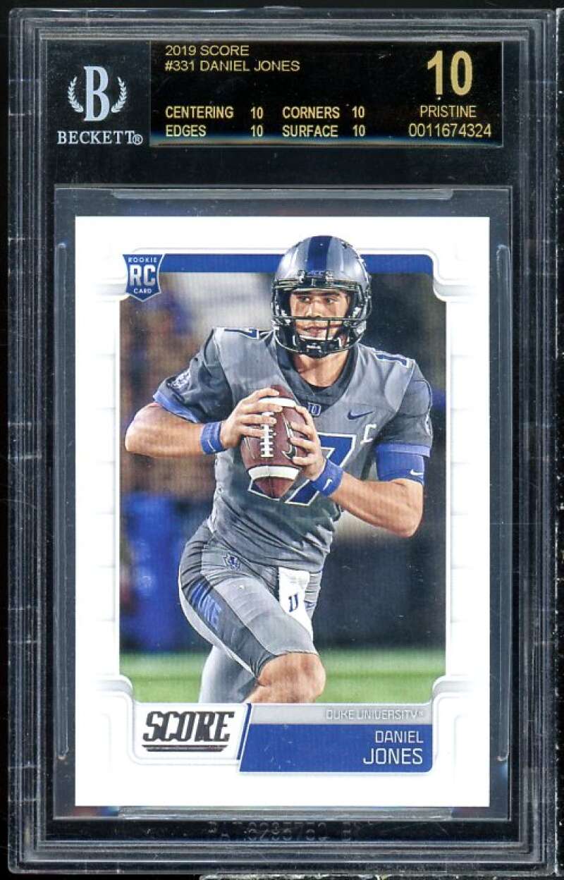 Daniel Jones Rookie Card 2019 Score #331 (PRISTINE BLACK) BGS 10 Image 1