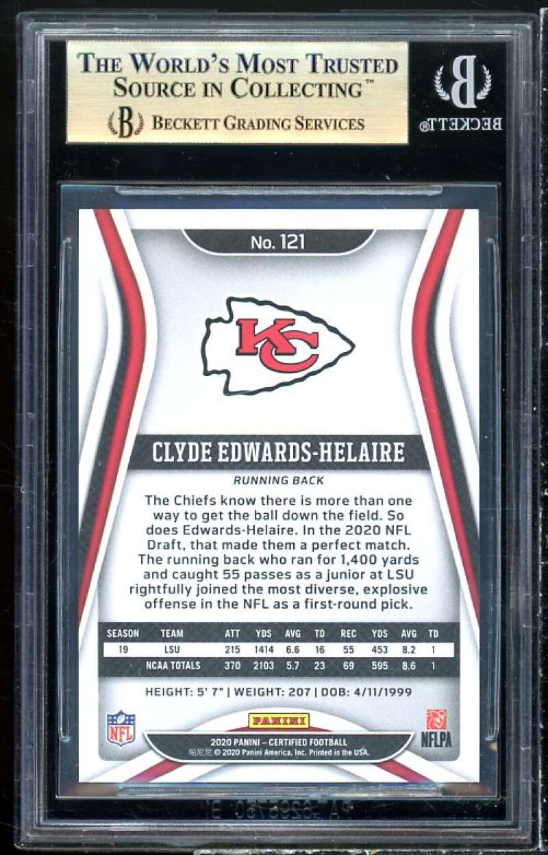 Clydes Edwards-Helaire Rookie 2020 Certified Mirror Orange #121 (pop 2) BGS 9.5 Image 2