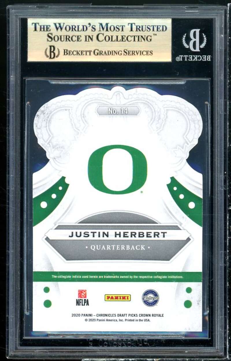 Justin Herbert Rookie Card 2020 Crown Royale DP #14 BGS 9.5 (10 9.5 9.5 9.5) Image 2