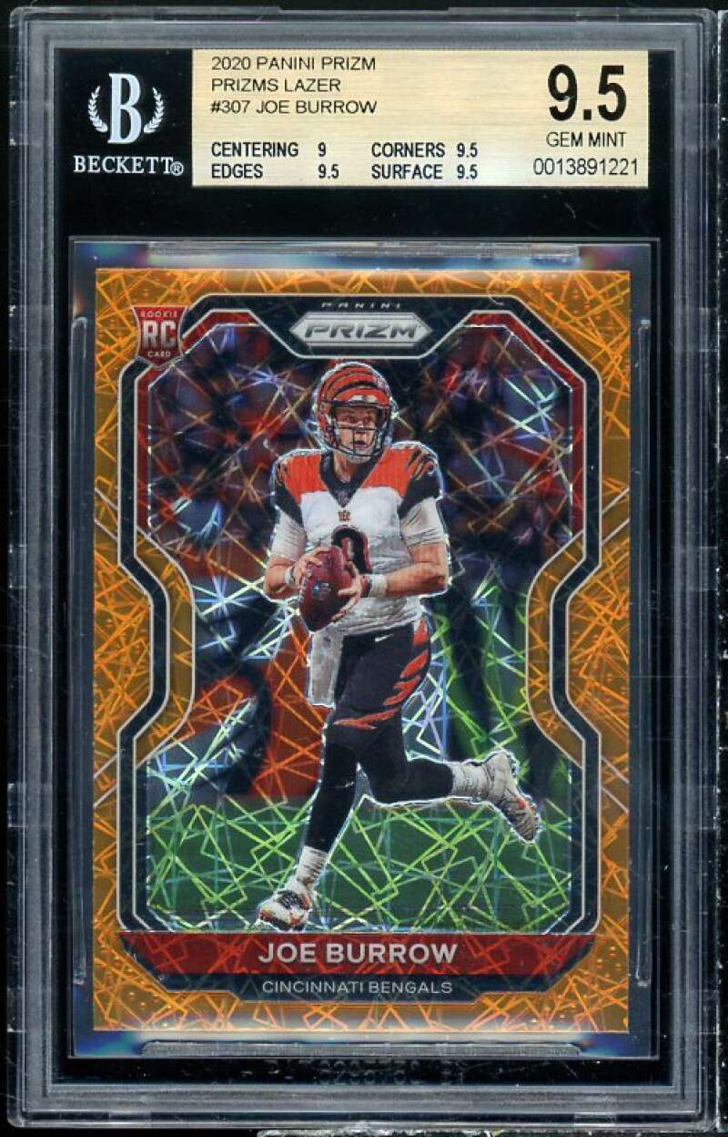 Joe Burrow Rookie 2020 Panini Prizm Prizms Lazer #307 BGS 9.5 (9 9.5 9.5 9.5) Image 1