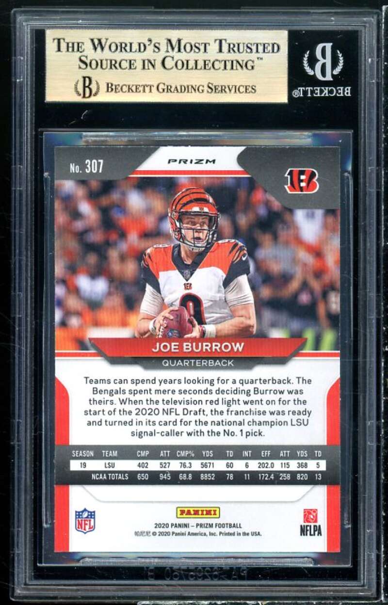 Joe Burrow Rookie 2020 Panini Prizm Prizms Lazer #307 BGS 9.5 (9 9.5 9.5 9.5) Image 2