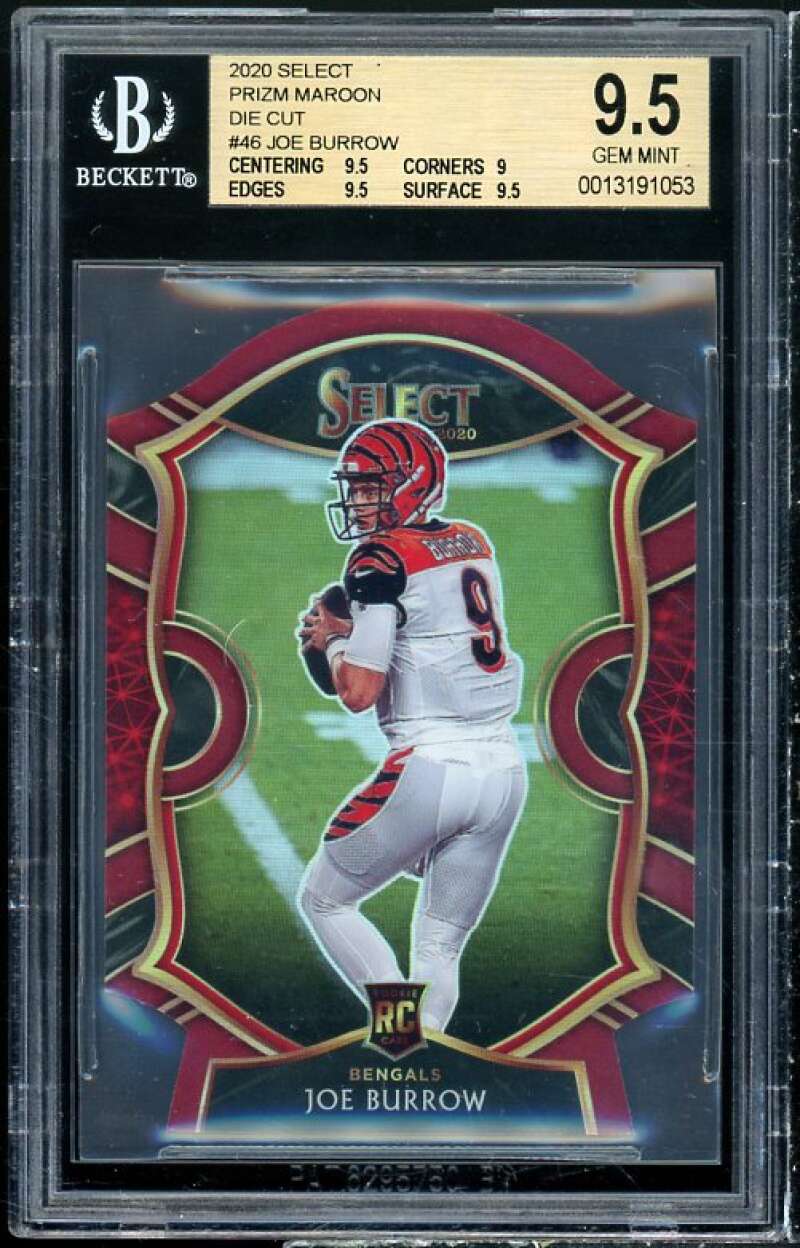 Joe Burrow Rookie 2020 Select Prizm Maroon Die Cut #46 BGS 9.5 (9.5 9 9.5 9.5) Image 1