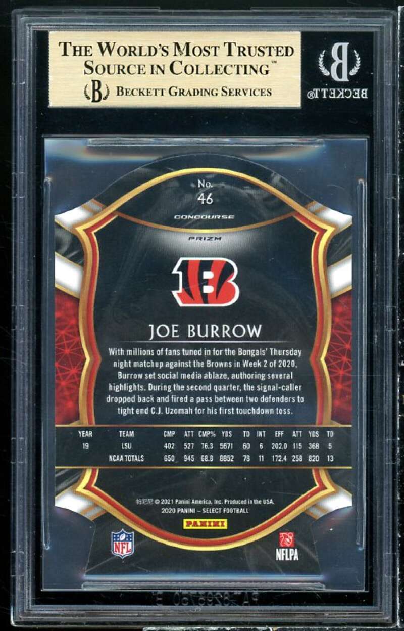 Joe Burrow Rookie 2020 Select Prizm Maroon Die Cut #46 BGS 9.5 (9.5 9 9.5 9.5) Image 2