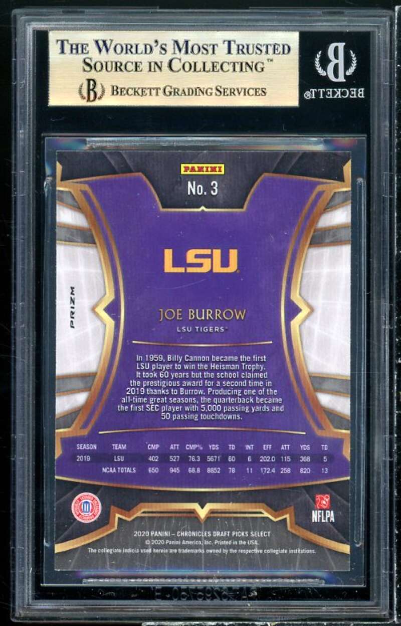 Joe Burrow Rookie Card 2020 Select Draft Picks Red #3 BGS 9.5 (9.5 9.5 9.5 9.5) Image 2