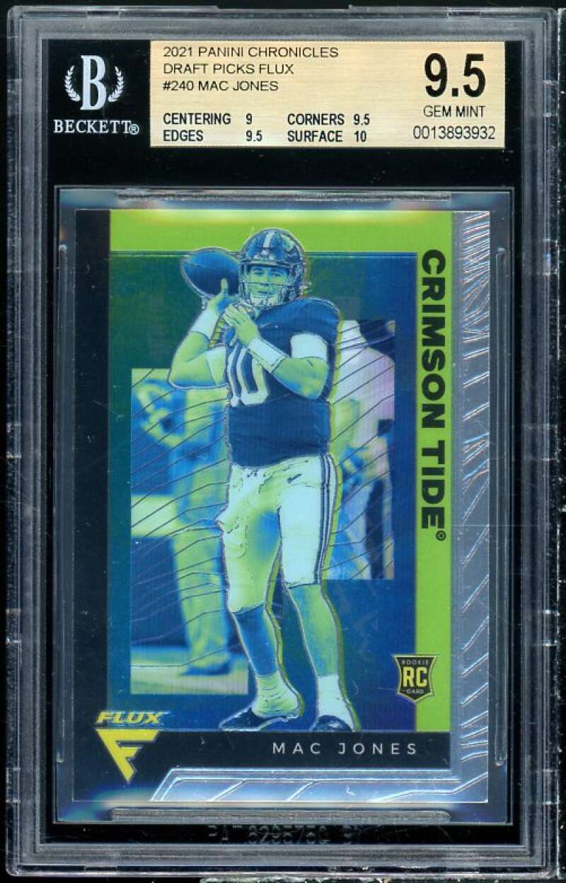 Mac Jones Rookie Card 2021 Panini Chronicles Draft Picks Flux #240 BGS 9.5 Image 1