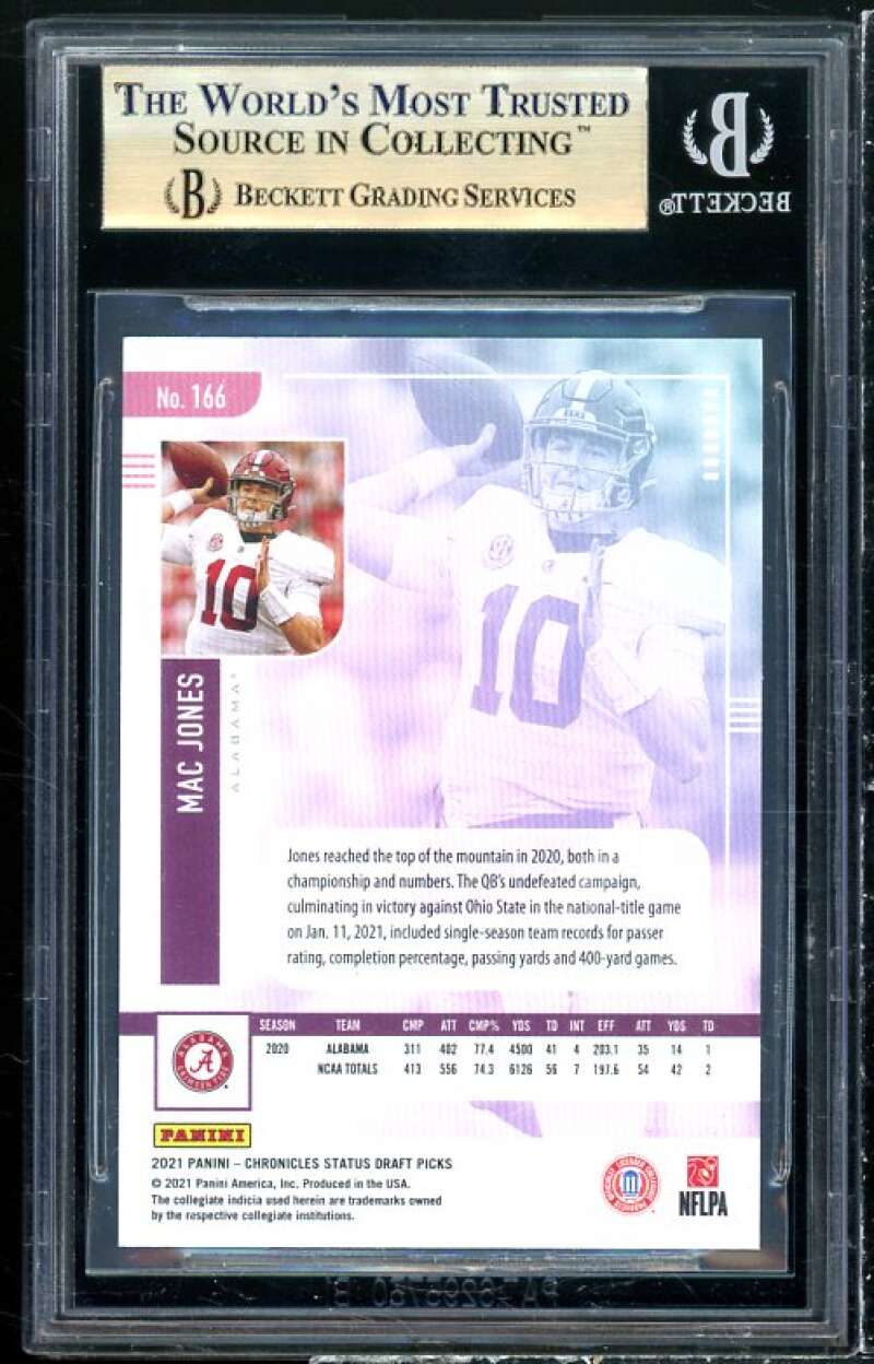 Mac Jones Rookie Card 2021 Panini Chronicles Draft Status #166 BGS 9.5 Image 2