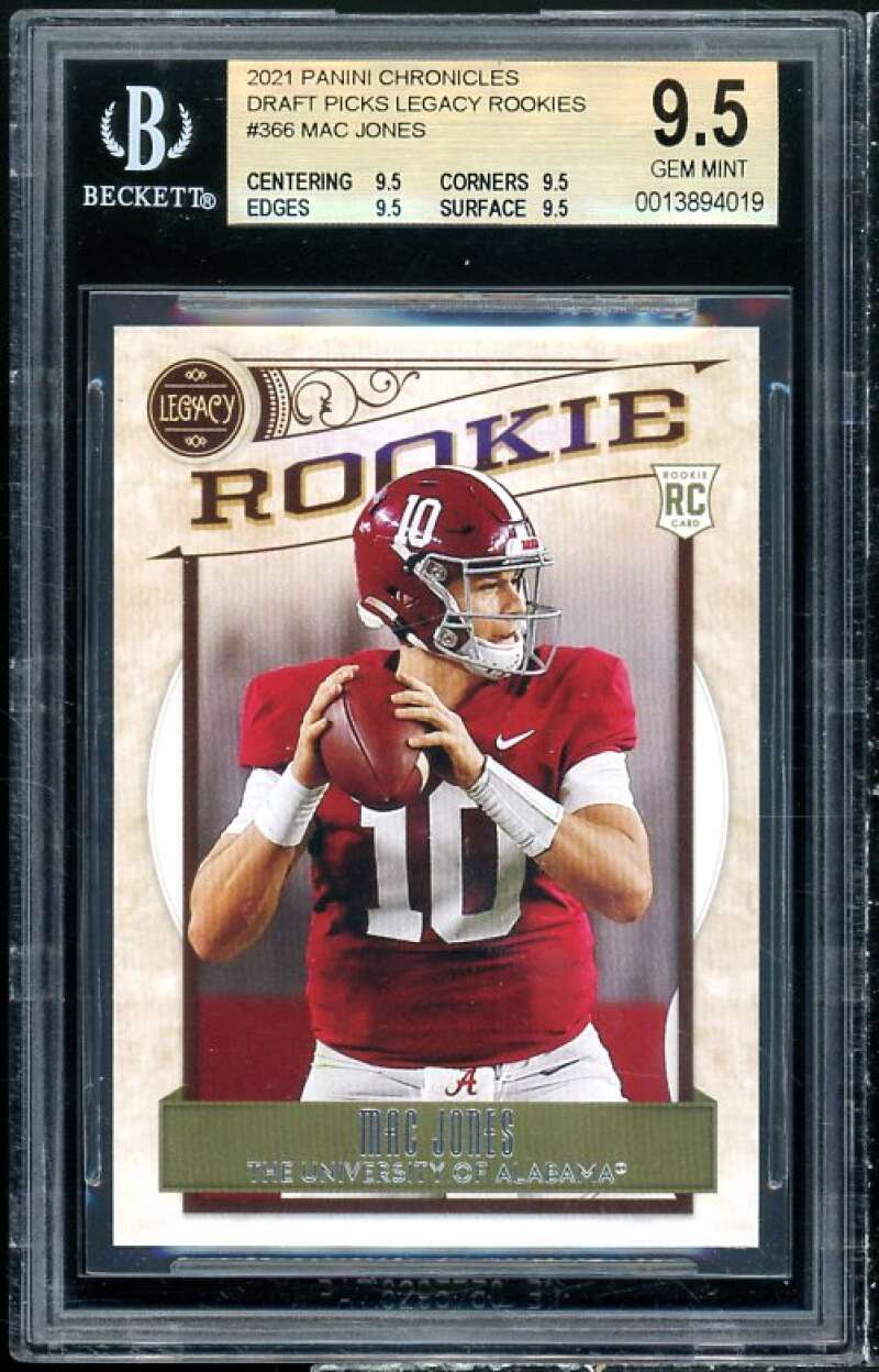 Mac Jones Rookie 2021 Panini Chronicles Draft Picks Legacy Rookies #366 BGS 9.5 Image 1