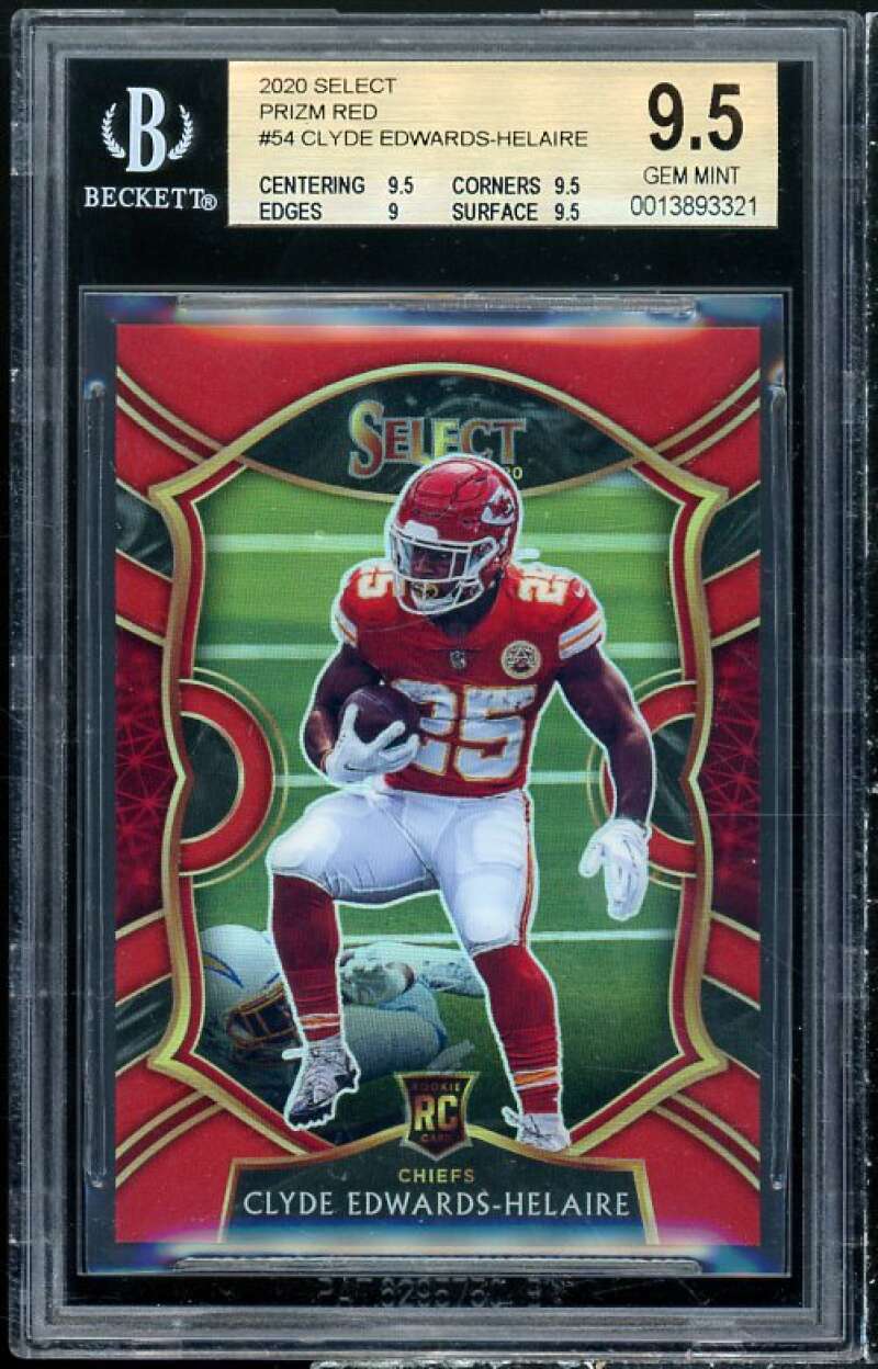 Clyde Edwards-Helaire Rookie Card 2020 Select Prizm Red #54 (pop 2) BGS 9.5 Image 1