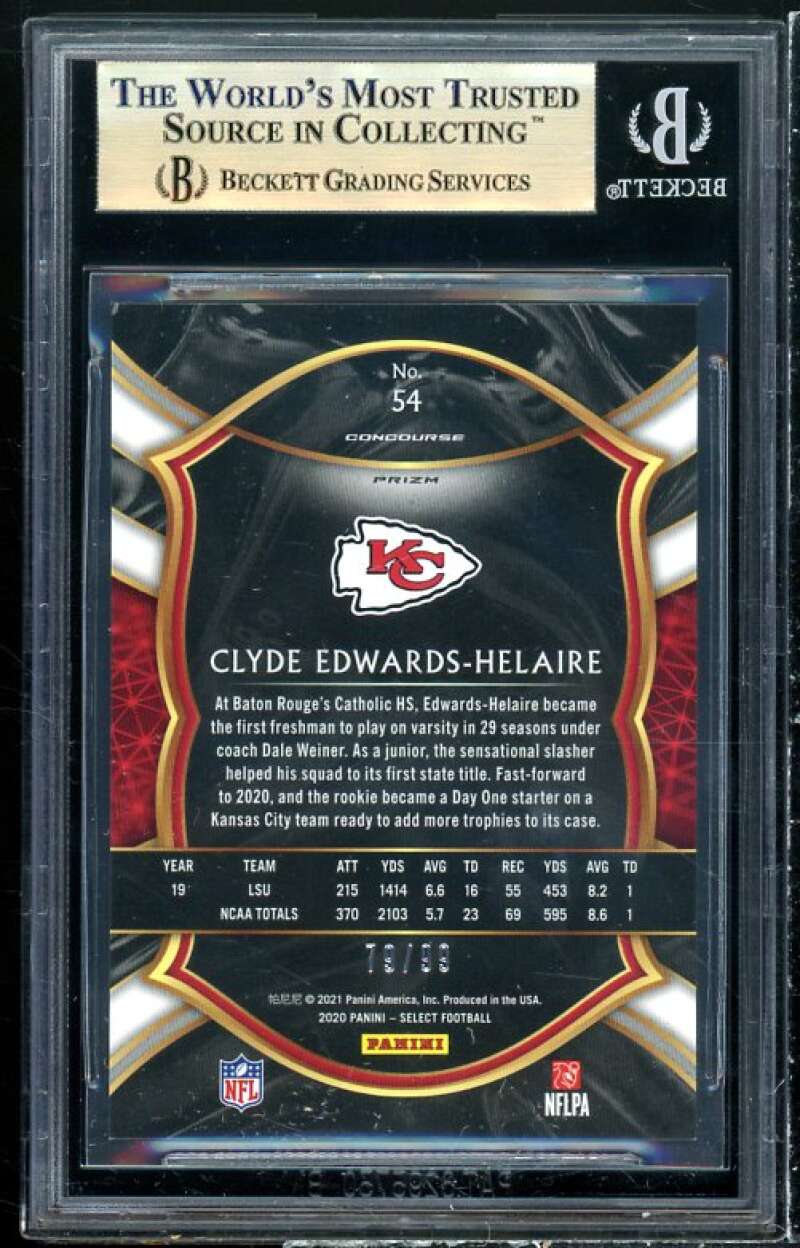 Clyde Edwards-Helaire Rookie Card 2020 Select Prizm Red #54 (pop 2) BGS 9.5 Image 2