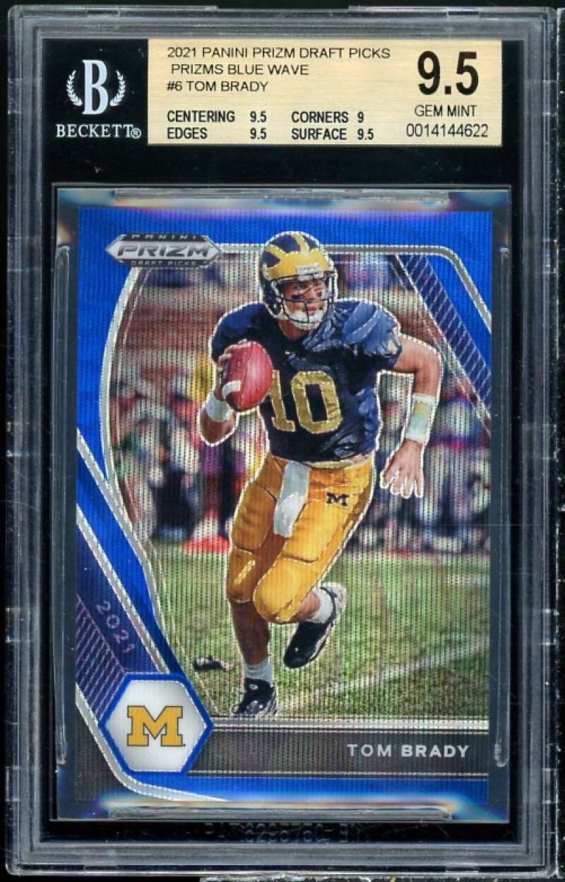 Tom Brady Card 2021 Panini Prizm Draft Picks Prizms Blue Wave #6 (pop 1) BGS 9.5 Image 1