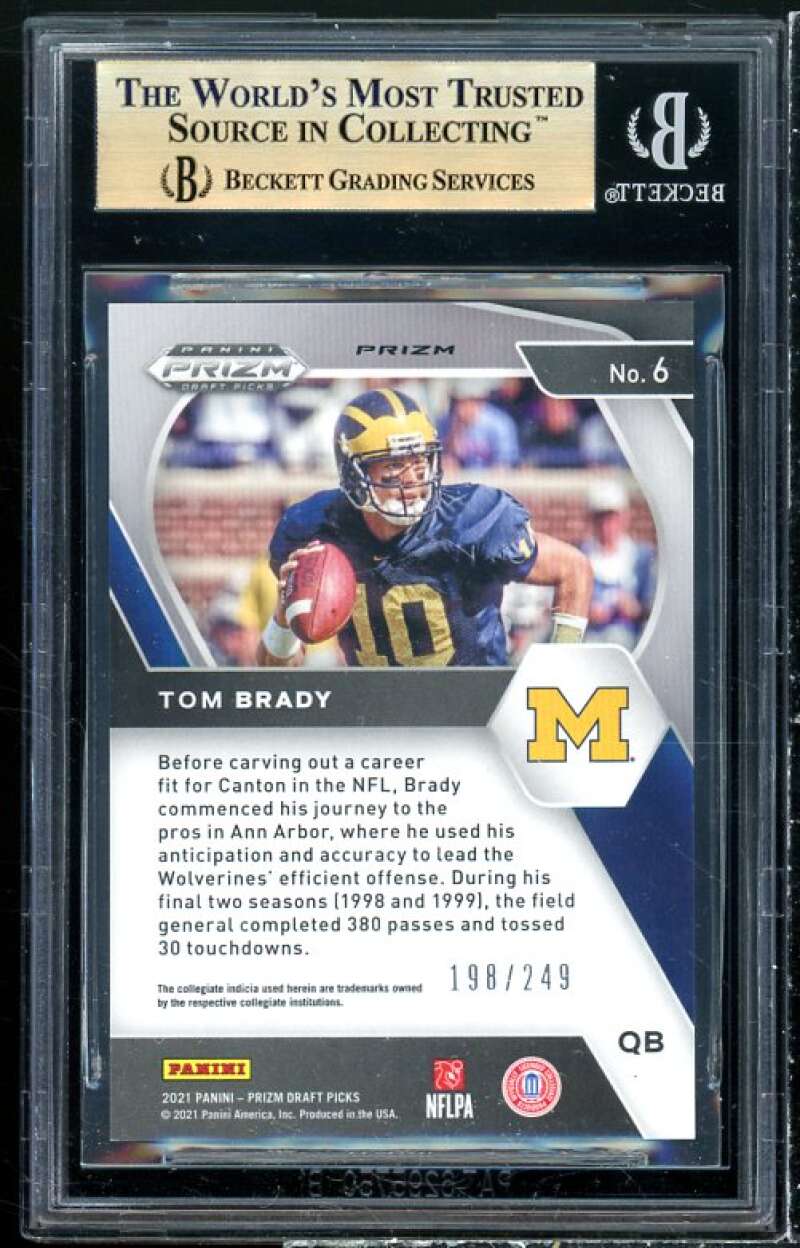 Tom Brady Card 2021 Panini Prizm Draft Picks Prizms Blue Wave #6 (pop 1) BGS 9.5 Image 2